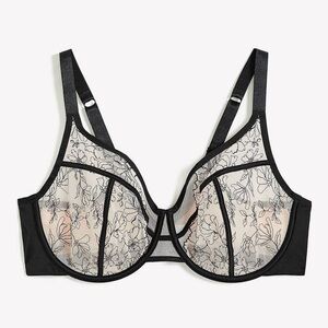 Deesse Lingerie Underwire Unlined Bra with Floral Lace Embroidery Size 42C